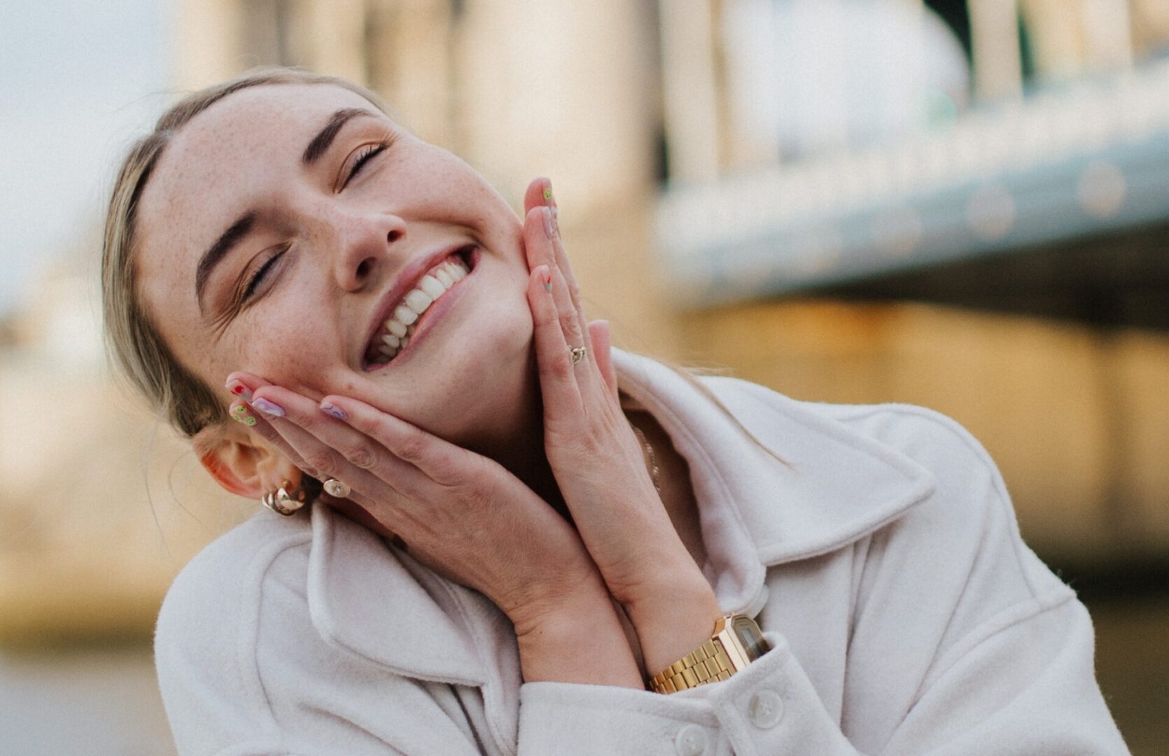 portrait of a confident woman with a big smile after orthodontics service at Lake Elsinore in Prestige Dental Spa