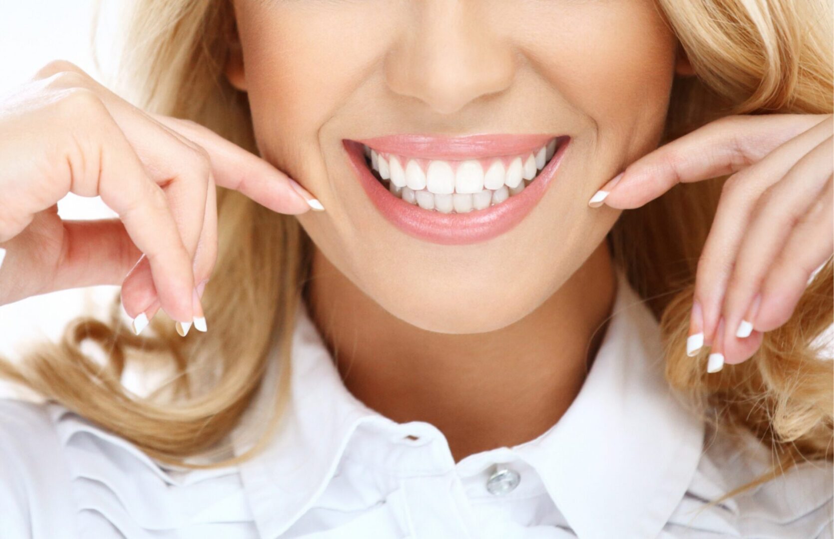 close up unrecognizable caucasian woman with perfect set of teeth after orthodontics treatment at Lake Elsinore in Prestige Dental Spa